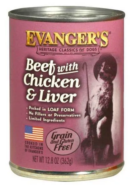 12/12.5oz Evanger's All-Meat Classic Beef, Chicken & Liver For Dogs - Food